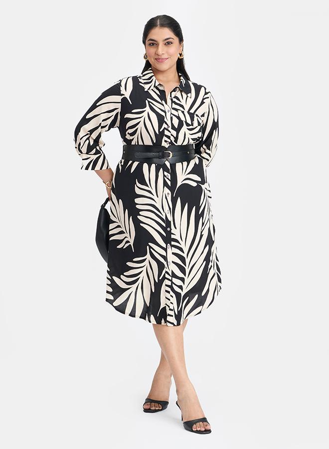 Virgio VIRGIO 100% Viscose Tropic Midi Shirt Dress - Image 1