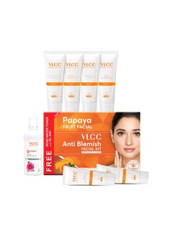 VLCC VLCC Papaya Fruit Facial Kit - Multi Use | Salon Like Facial in Just 6-Steps | Includes Cleanser, Scrub, Cream, Face Pack, Moisturizing Gels & a Rose Water Toner | 14.11 Oz (300g+100ml)  - Image 2