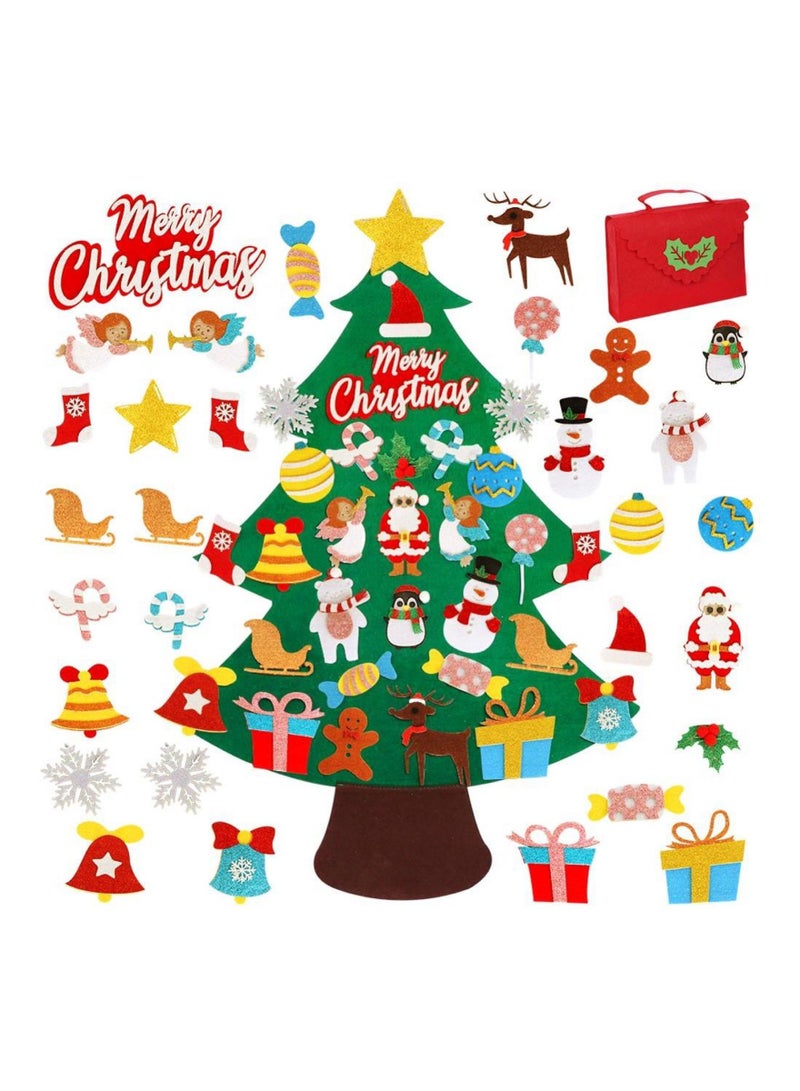 Highland 30-Piece Glitter Ornaments and Gift Storage Bag with DIY Felt Tree 3.5 Feet Set - Image 1