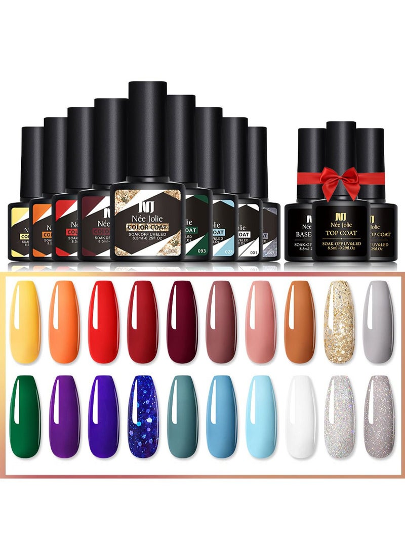Nee Jolie 23Pcs Gel Nail Polish Set with 20 Colors Gel Nail and Base Gel Top Coat Matte Top Coat for Nail Art Salon for Women - Image 1