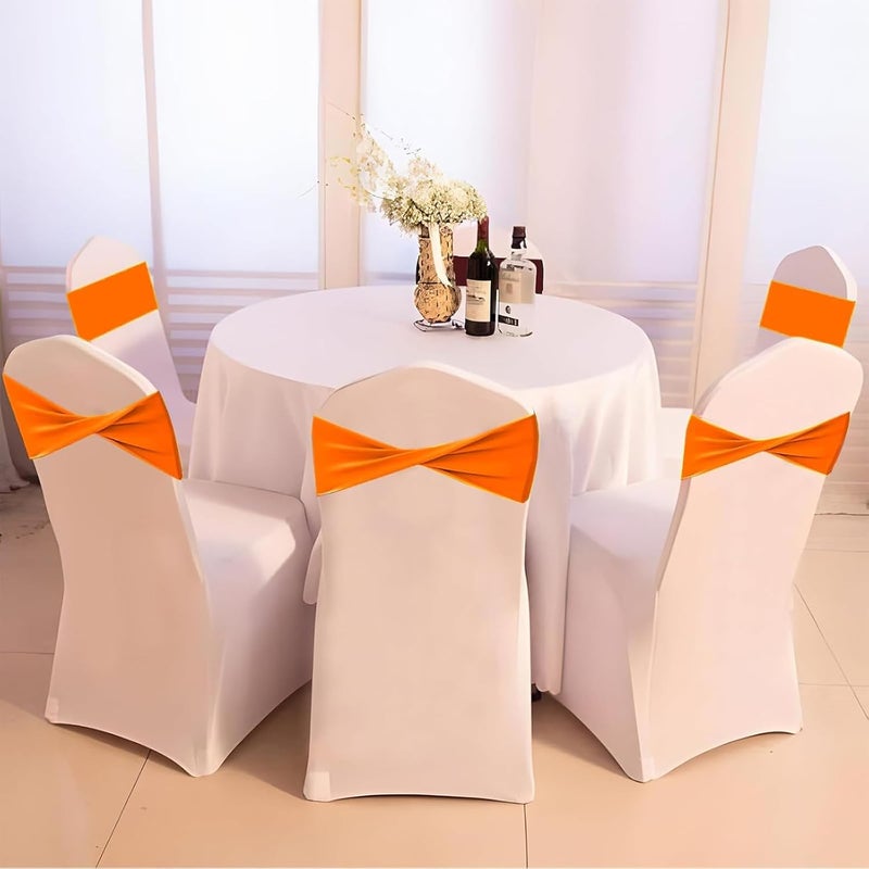 Aulufft 50 PCS Spandex Chair Sashes Bows Bands Slider Sashes Plain Bow Elastic Bands Ties Without Buckle for Wedding Graduation Banquet Events Decoration - Image 5