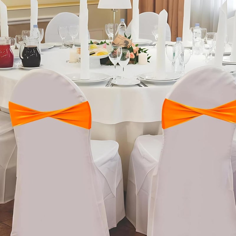 Aulufft 50 PCS Spandex Chair Sashes Bows Bands Slider Sashes Plain Bow Elastic Bands Ties Without Buckle for Wedding Graduation Banquet Events Decoration - Image 4