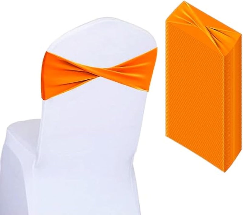 Aulufft 50 PCS Spandex Chair Sashes Bows Bands Slider Sashes Plain Bow Elastic Bands Ties Without Buckle for Wedding Graduation Banquet Events Decoration - Image 1