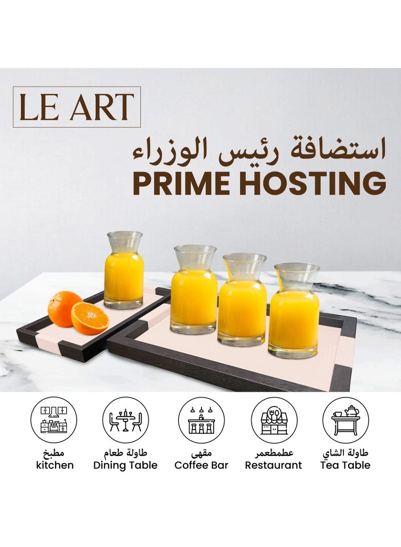 LeArt Leather Serving Tray – Serving Tray without Handles | Home, Office, Restaurant | Appetizer, Food, Snack Serving Platter | Trays Serving Set (Wooden Walnut | Set of 2) - Image 4