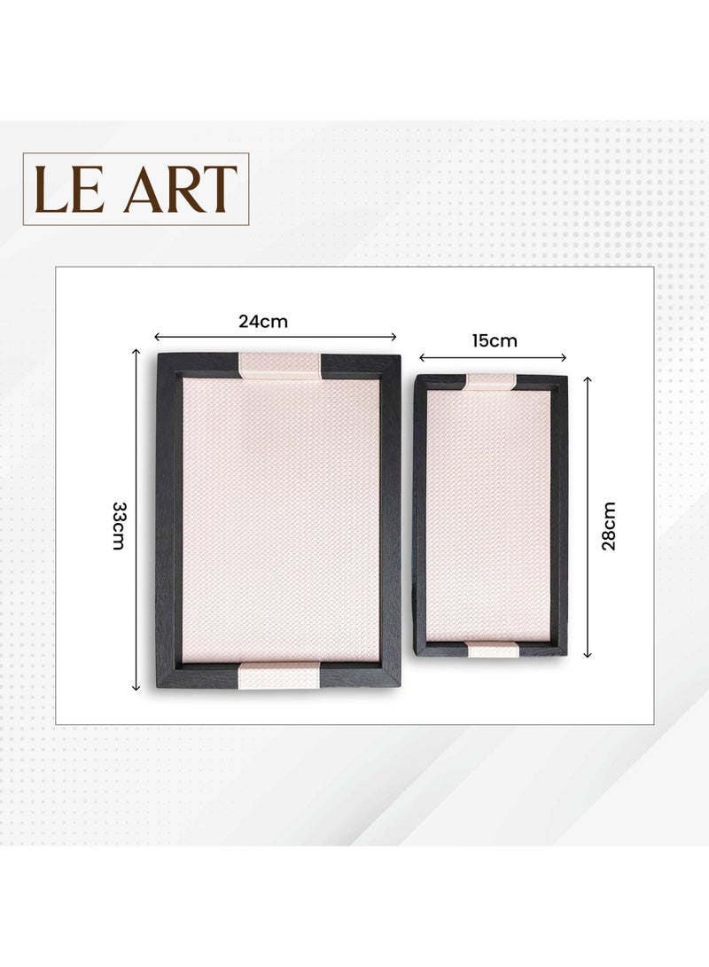 LeArt Leather Serving Tray – Serving Tray without Handles | Home, Office, Restaurant | Appetizer, Food, Snack Serving Platter | Trays Serving Set (Wooden Walnut | Set of 2) - Image 5