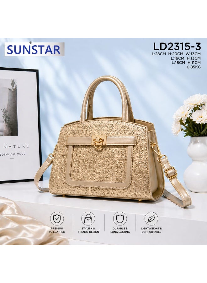 SUNSTAR Premium PU Leather Handbag for Women | Stylish Top Handle & Shoulder Bag | Elegant Multi-Color Designer Tote