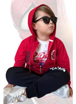 SPIDERMAN Boy 3 Piece Hooded Set Tracksuit - 2 Yarn Lycra Fabric  - Image 5
