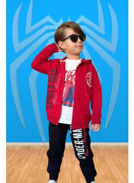 SPIDERMAN Boy 3 Piece Hooded Set Tracksuit - 2 Yarn Lycra Fabric  - Image 4