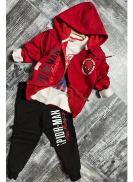 SPIDERMAN Boy 3 Piece Hooded Set Tracksuit - 2 Yarn Lycra Fabric  - Image 1