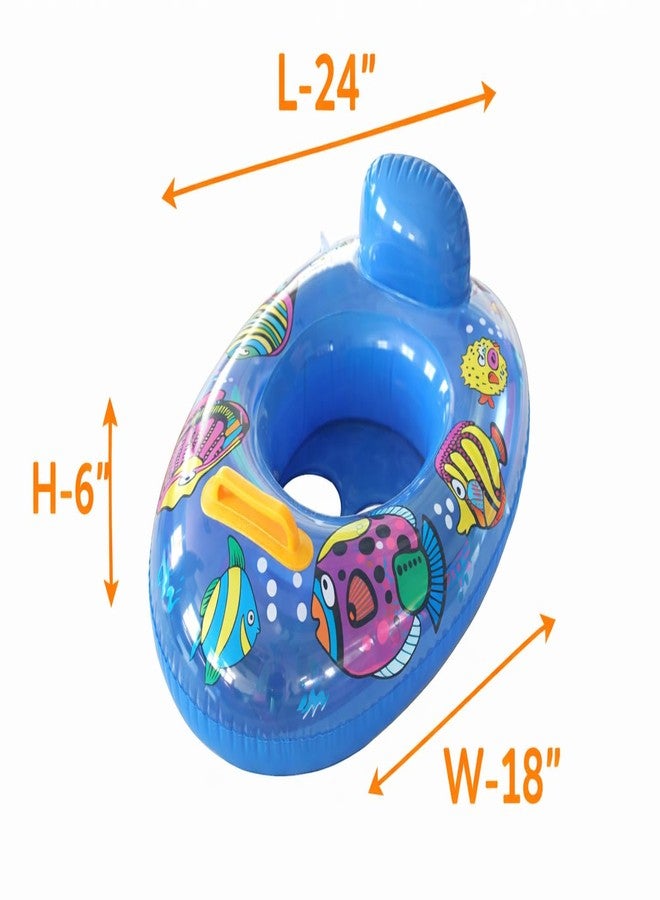 RIVUGJA Inflatable Pool Boat for Kids - Durable PVC Floating Raft with Fish Design, Comfortable Backrest, Safety Handle, Easy to Inflate, Fun Water Toy for Swimming Pools (Blue) - Image 2