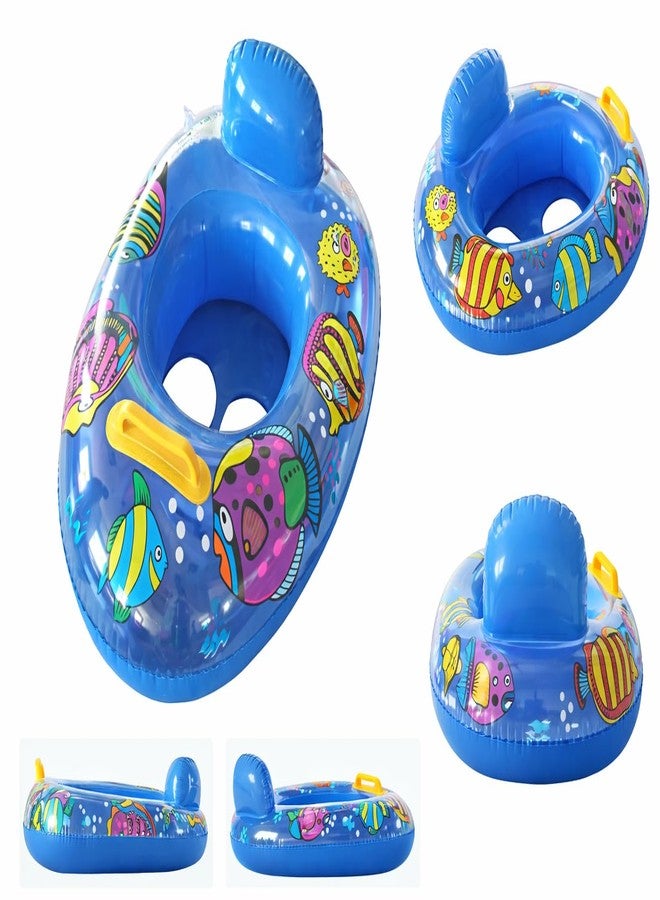 RIVUGJA Inflatable Pool Boat for Kids - Durable PVC Floating Raft with Fish Design, Comfortable Backrest, Safety Handle, Easy to Inflate, Fun Water Toy for Swimming Pools (Blue) - Image 5