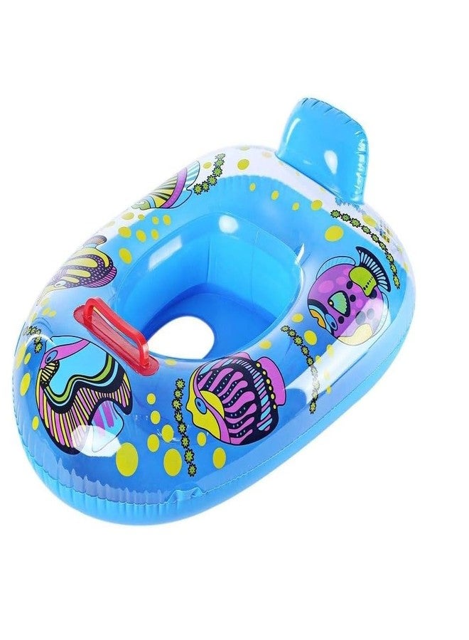 RIVUGJA Inflatable Pool Boat for Kids - Durable PVC Floating Raft with Fish Design, Comfortable Backrest, Safety Handle, Easy to Inflate, Fun Water Toy for Swimming Pools (Blue) - Image 1