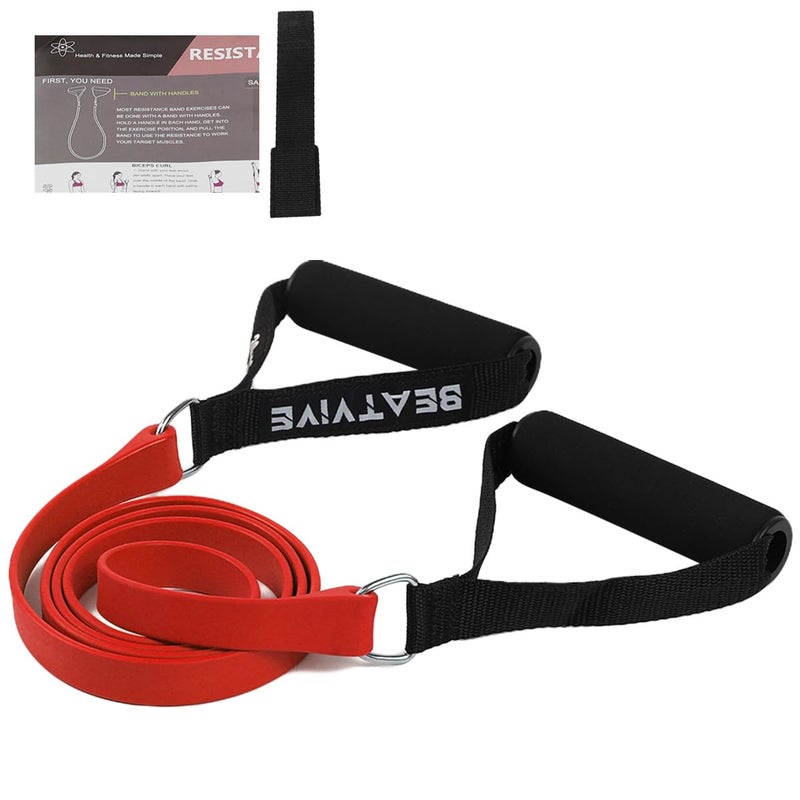 Beatvive Exercise Bands with Handles, Resistance Bands with Handles, Ideal for Physical Therapy, Strength Training, Muscle Toning - Door Anchor and Starter Guide Included (Red-Light(10lbs)) - Image 1