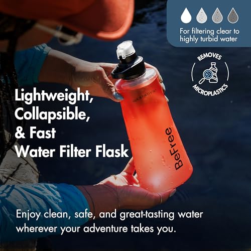 Katadyn BeFree AC Collapsible Water Filter Bottle 10L for Travel Camping Hiking 2Stage Filter Removes Bacteria Microplastics Improves Taste Lightweight BPAFree Red - Image 3
