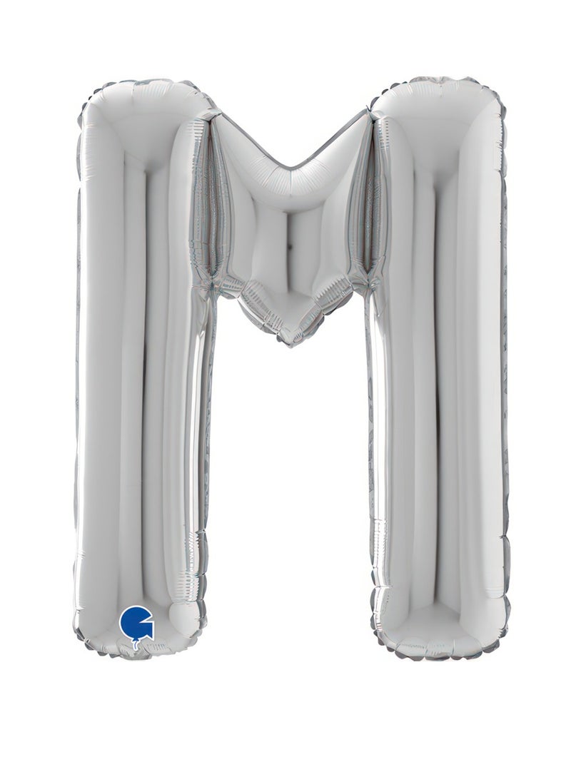 GRABO 26" Foil Balloon Letter M Silver  - Image 1