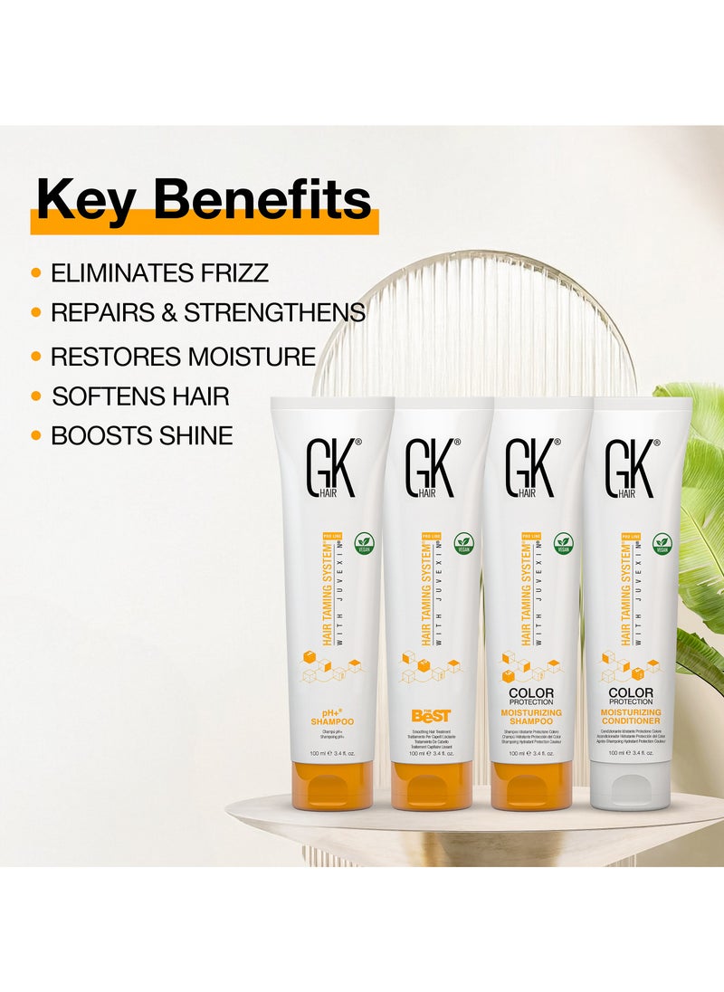 GK Hair - The Best Kit (3.4 Fl Oz/100ml) Smoothing Keratin Hair Treatment Professional Brazilian Complex Blowout Straightening For Silky Smooth & Frizz Free Hair - Formaldehyde Free - Image 1