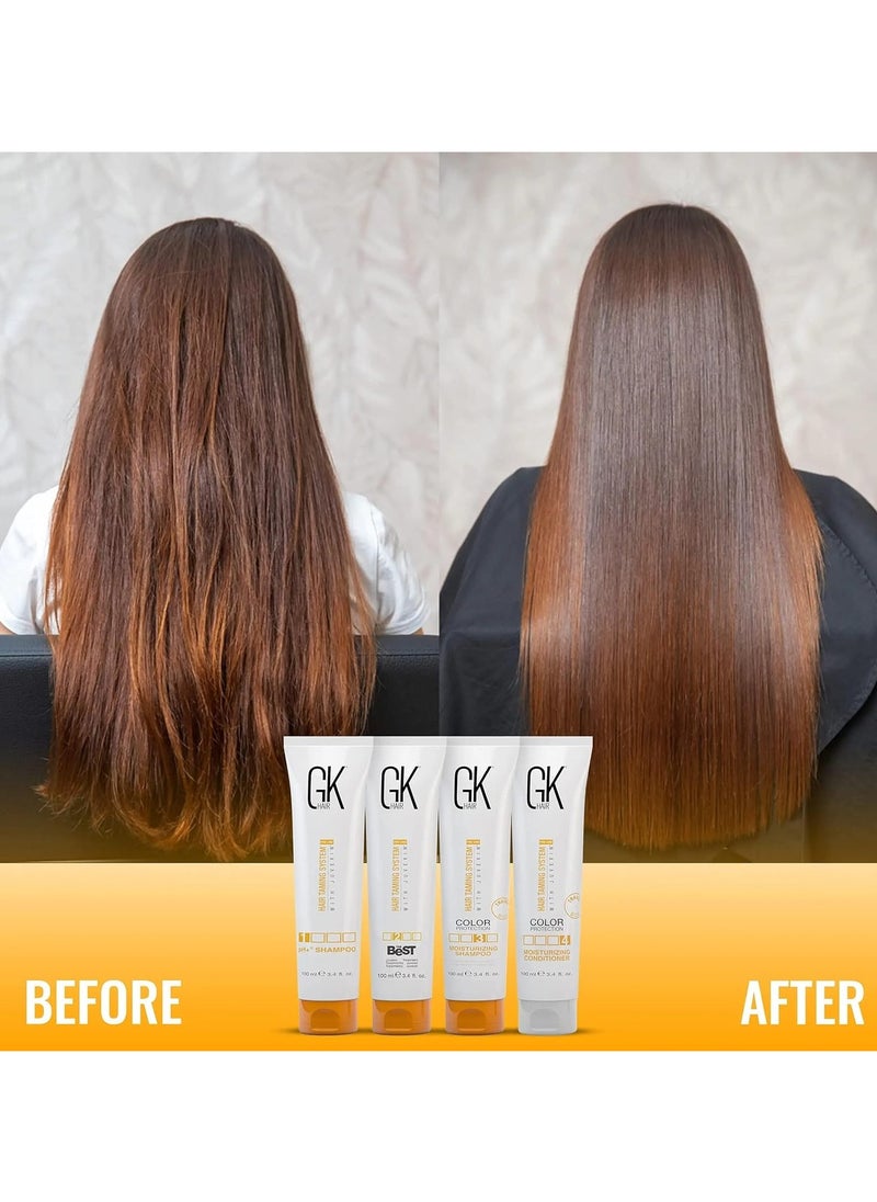 GK Hair - The Best Kit (3.4 Fl Oz/100ml) Smoothing Keratin Hair Treatment Professional Brazilian Complex Blowout Straightening For Silky Smooth & Frizz Free Hair - Formaldehyde Free - Image 1