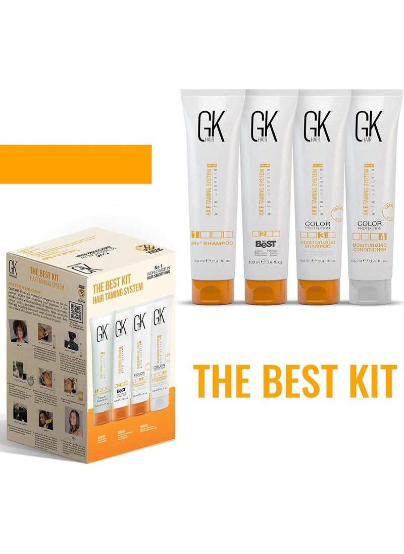 GK Hair - The Best Kit (3.4 Fl Oz/100ml) Smoothing Keratin Hair Treatment Professional Brazilian Complex Blowout Straightening For Silky Smooth & Frizz Free Hair - Formaldehyde Free - Image 1