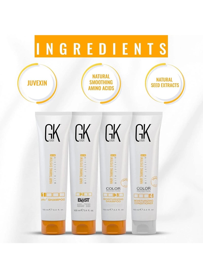 GK Hair - The Best Kit (3.4 Fl Oz/100ml) Smoothing Keratin Hair Treatment Professional Brazilian Complex Blowout Straightening For Silky Smooth & Frizz Free Hair - Formaldehyde Free - Image 1