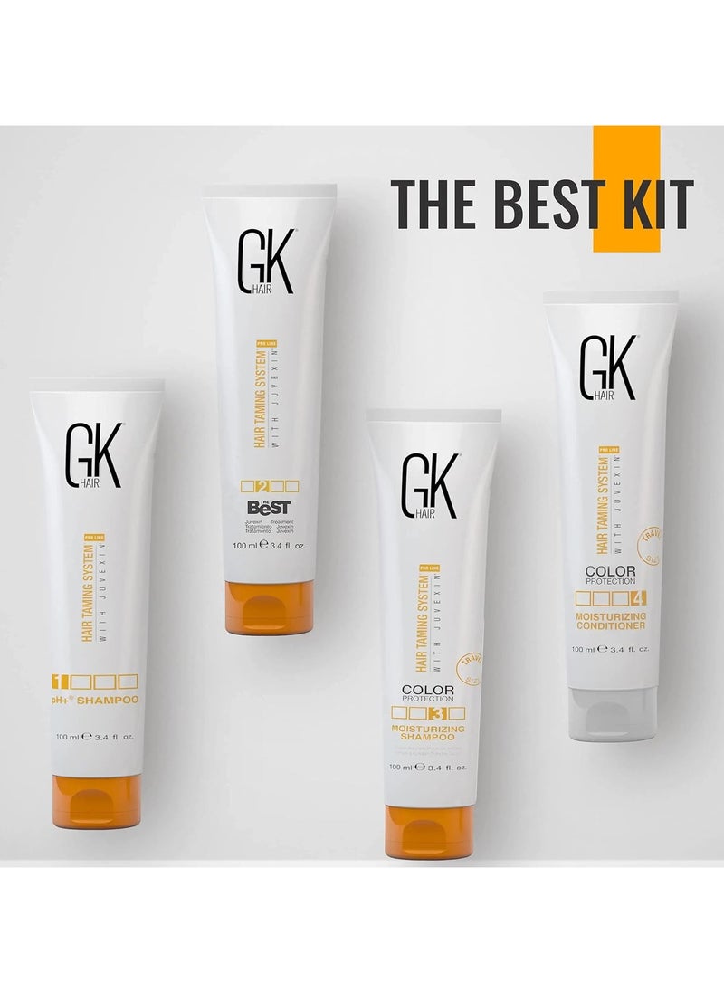 GK Hair - The Best Kit (3.4 Fl Oz/100ml) Smoothing Keratin Hair Treatment Professional Brazilian Complex Blowout Straightening For Silky Smooth & Frizz Free Hair - Formaldehyde Free - Image 1
