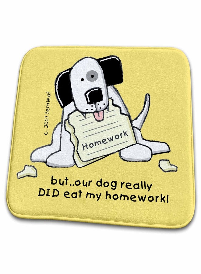 3DROSE Dish Drying Mat - Dog Ate Homework, Cartoon Dogs, Dogs, Dog, Funny Dogs, Puppies. Pets, Funny Pets Funny Dog Gifts - Image 1