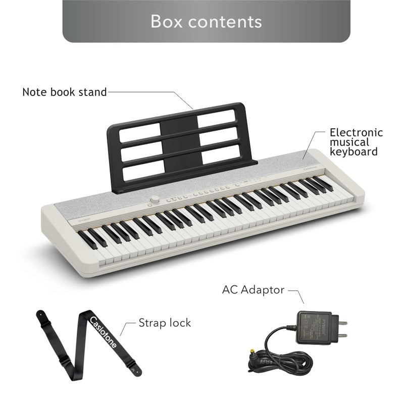 CASIO بيانو كاسيو كاسيوتون 61 مفتاح محمول - أبيض - Image 3