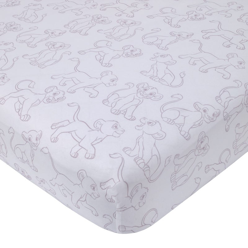 NoJo Disney Lion King Wild About You Taupe and White Simba Fitted Crib Sheet 