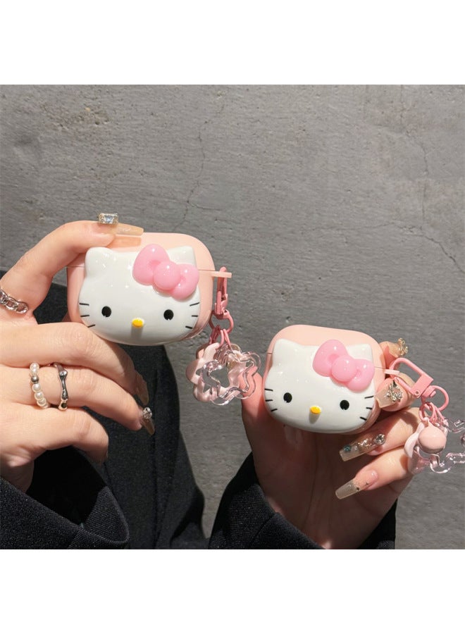 Cute Kt Cat Suitable For Airpods Pro2 Protective Case Cartoon 2 Generation 3 Generation Apple Bluetooth Headset Soft Case For Women-Color:Black Kt Cat + Star Bell Pendant-Model:Airpods 3rd Generation  - Image 3