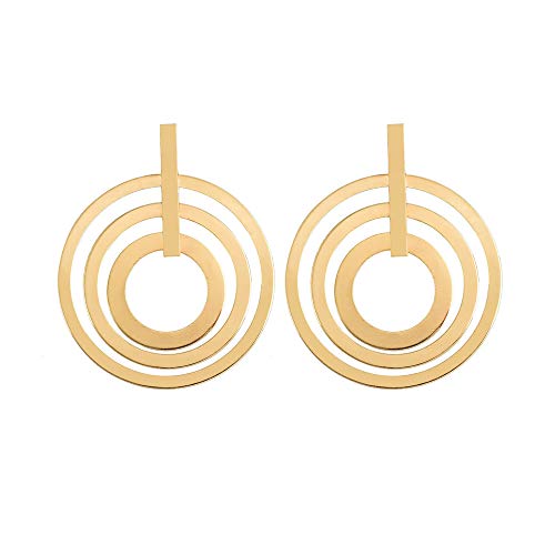 DOUBNINE Large Circle Hoops Multi Loop Golden Matte Geometric Earrings Women Jewelry (golden) - Image 2