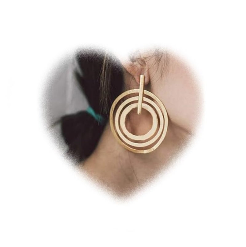DOUBNINE Large Circle Hoops Multi Loop Golden Matte Geometric Earrings Women Jewelry (golden) - Image 1