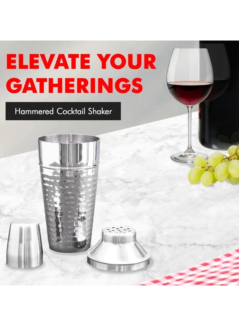 Hammered Cocktail Shaker, 500ml Fluid Volume Capacity, Stainless Steel - Image 2