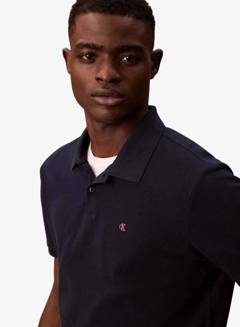 Calvin Klein Jeans Dark Sapphire Monogram Embroidery Polo for Men | Best Price UAE
