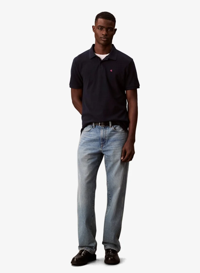 Calvin Klein Jeans Dark Sapphire Monogram Embroidery Polo for Men | Best Price UAE