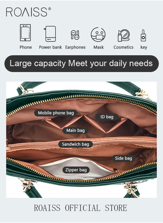roaiss - Large Shoulder Crossbody Bag for Women with Matching Clutch Ladies Tote Bag and Satchel with Hardware Buckle and Bottom Rivet - Image 1