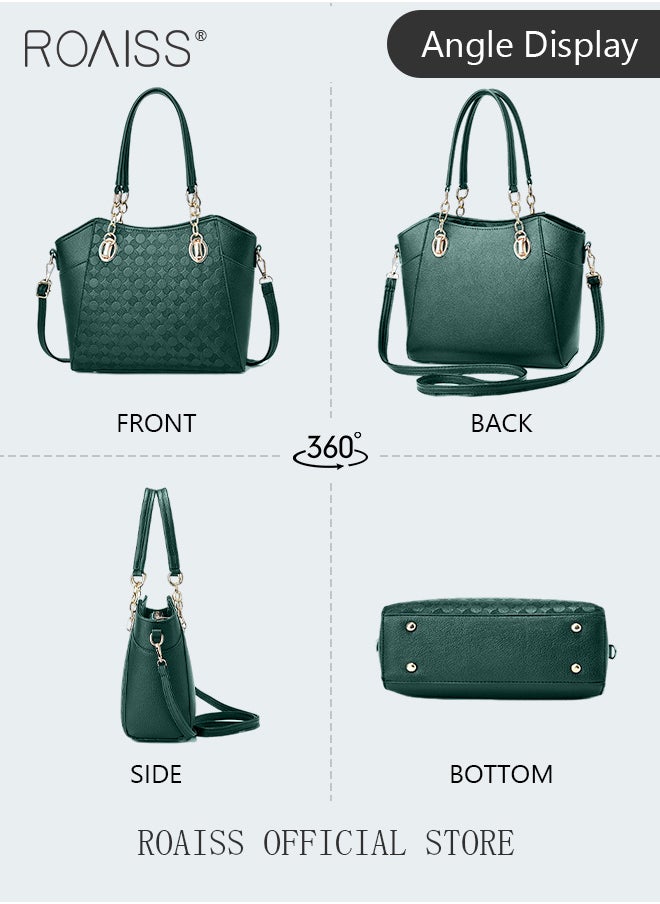 roaiss - Large Shoulder Crossbody Bag for Women with Matching Clutch Ladies Tote Bag and Satchel with Hardware Buckle and Bottom Rivet - Image 1