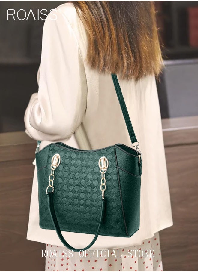 roaiss - Large Shoulder Crossbody Bag for Women with Matching Clutch Ladies Tote Bag and Satchel with Hardware Buckle and Bottom Rivet - Image 1