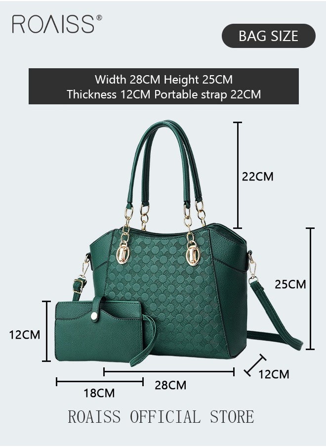 roaiss - Large Shoulder Crossbody Bag for Women with Matching Clutch Ladies Tote Bag and Satchel with Hardware Buckle and Bottom Rivet - Image 1