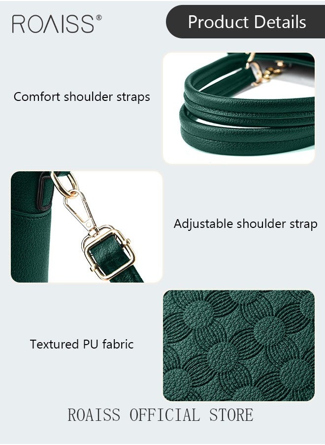 roaiss - Large Shoulder Crossbody Bag for Women with Matching Clutch Ladies Tote Bag and Satchel with Hardware Buckle and Bottom Rivet - Image 1