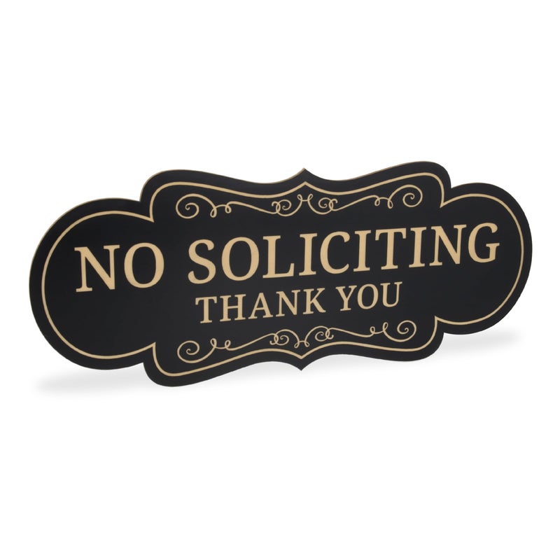 ExcelMark Premium No Soliciting Sign for House - Made in the USA (Small - 2"x 5", Black with Gold Letters) - Image 1