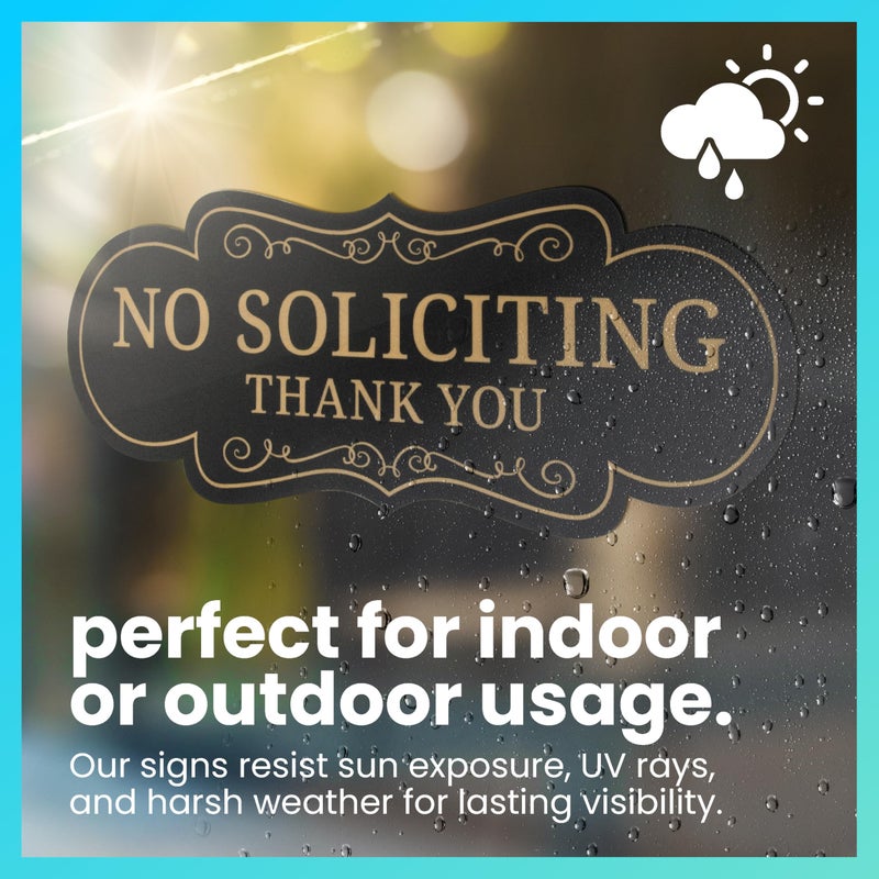 ExcelMark Premium No Soliciting Sign for House - Made in the USA (Small - 2"x 5", Black with Gold Letters) - Image 3