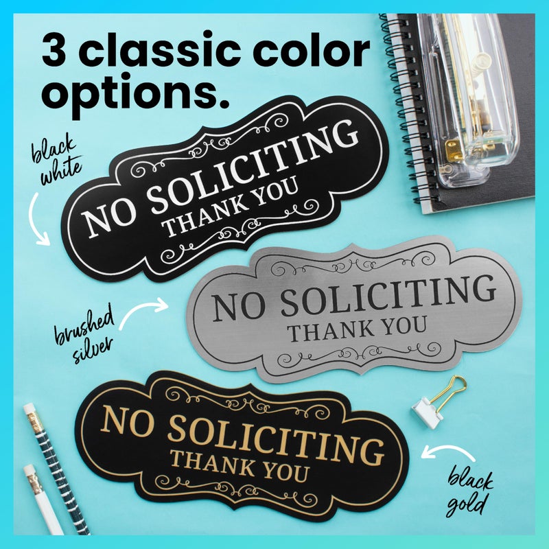 ExcelMark Premium No Soliciting Sign for House - Made in the USA (Small - 2"x 5", Black with Gold Letters) - Image 5