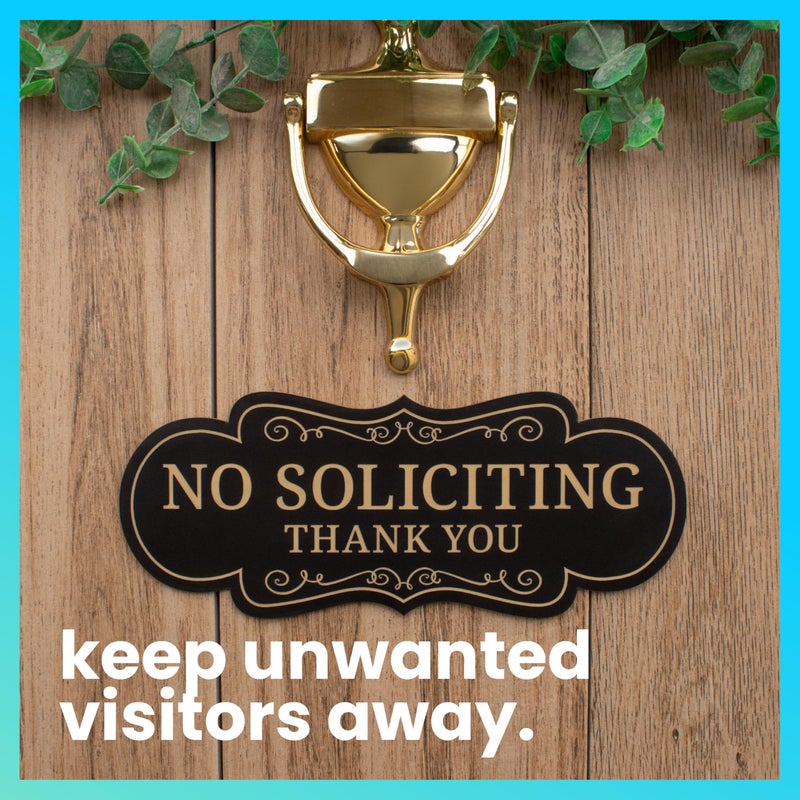 ExcelMark Premium No Soliciting Sign for House - Made in the USA (Small - 2"x 5", Black with Gold Letters) - Image 2