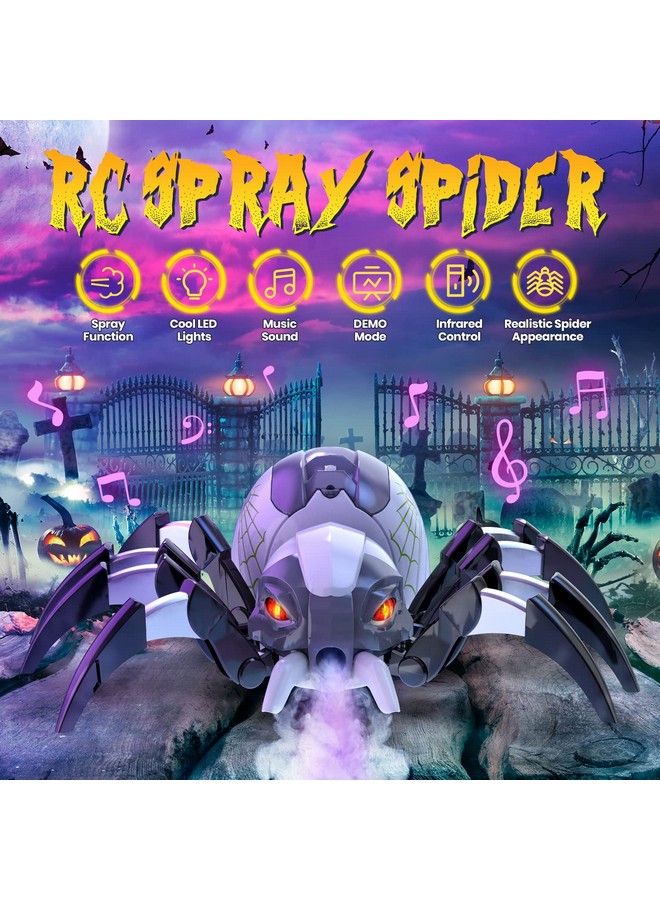DEERC Remote Control Spider Realistic Robot Spider With Spray And Lights Rc Big Boy Toys Gifts For Kids Easter Birthday Party Joke Pranks Bot Black Widow Spider Real With Music Effect - Image 3