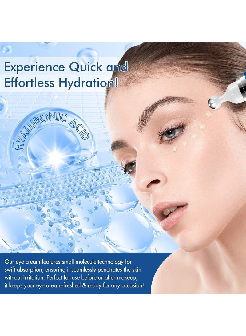 Yecuce Advanced Eye Serum Caffeine Eye Cream for Dark Circles and Wrinkles 5% Caffeine Under Eye Cream Reduce Wrinkles Relieve Puffiness and Fine Lines Daily Eye Serum with 360 Roller  Anti Aging Eye Cream 15ml  - Image 5