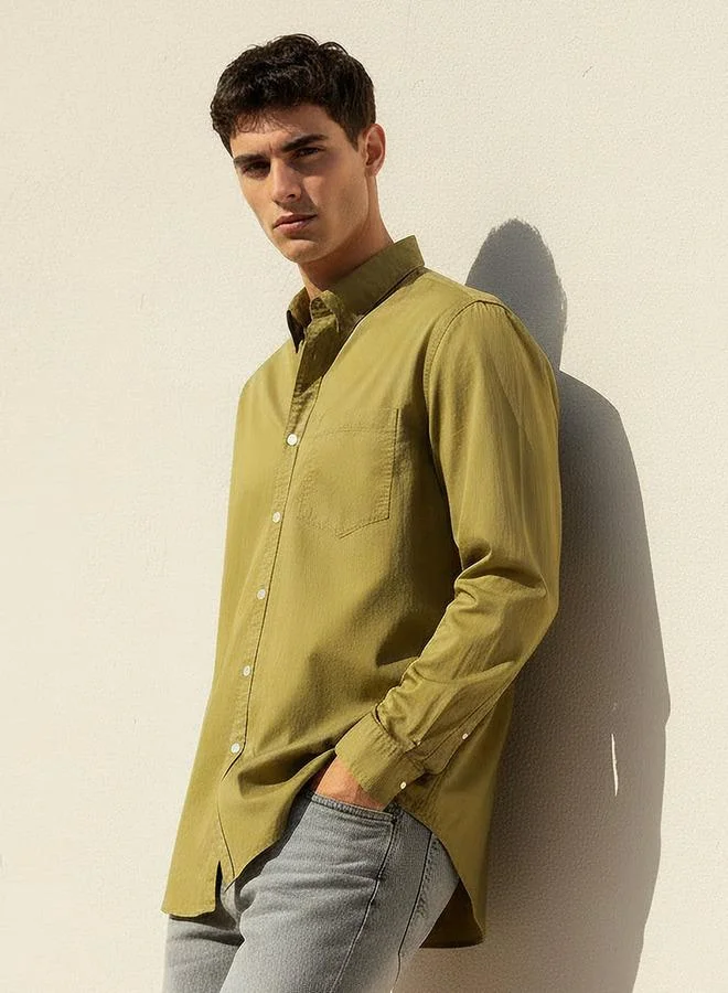 لي كوبر Lee Cooper Men Regular Fit Collar Long Sleeves Shirt