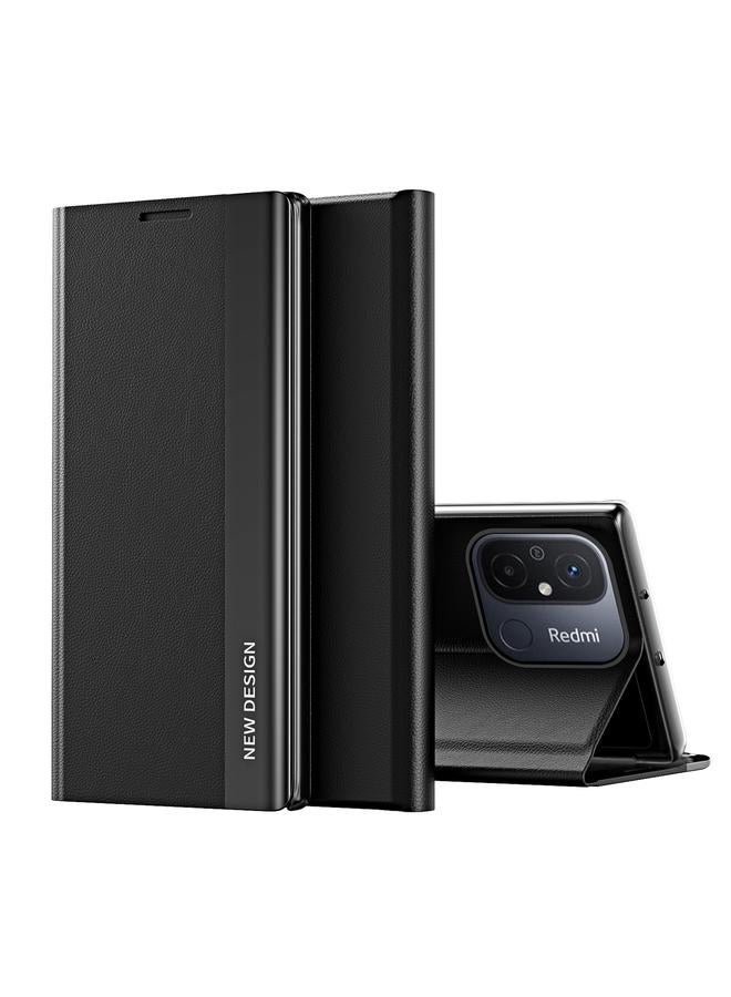 Case For Xiaomi Redmi 12C Side Electroplated Adsorption Leather Phone Case