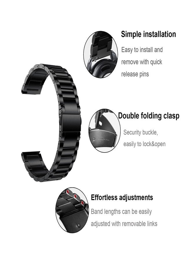 EANWireless Compatible with Garmin Vivoactive 5/Vivoactive 3 Replacement Strap Band，Milanese and Stainless Steel Metal Strap for Garmin Venu Sq 20mm/Forerunner 245 Music Smartwatch, Black+Black - Image 4