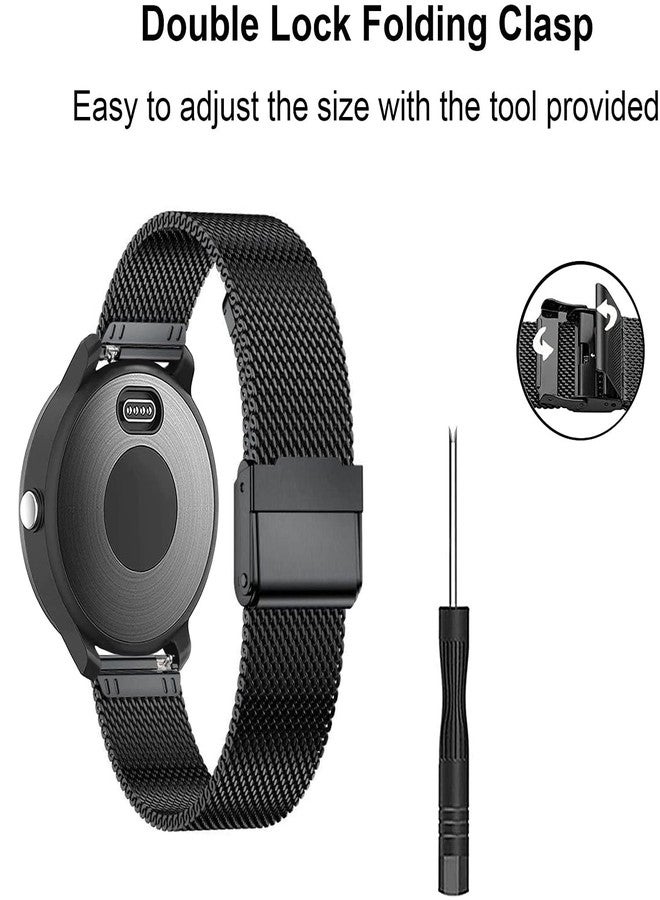 EANWireless Compatible with Garmin Vivoactive 5/Vivoactive 3 Replacement Strap Band，Milanese and Stainless Steel Metal Strap for Garmin Venu Sq 20mm/Forerunner 245 Music Smartwatch, Black+Black - Image 3