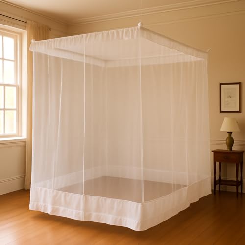 ANS Cotton Blend Hanging Mosquito Net | Skin-Friendly with Cotton Border 6.5x6.5 ft King Size Double Bed | Free Airflow & Breathable | Durable & Protection for a Peaceful Sleep - Image 2