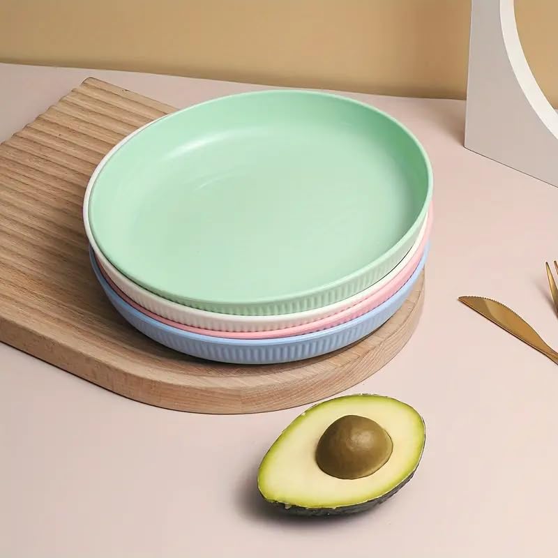 KitchAntique KitchAntique Degradable Lightweight Wheat Straw Plates 905 Unbreakable Dinnerware Dishwasher Microwave Safe for Kids Toddlers Adults Ideal for Salads Pasta Snacks More Green 4Pcs - Image 4